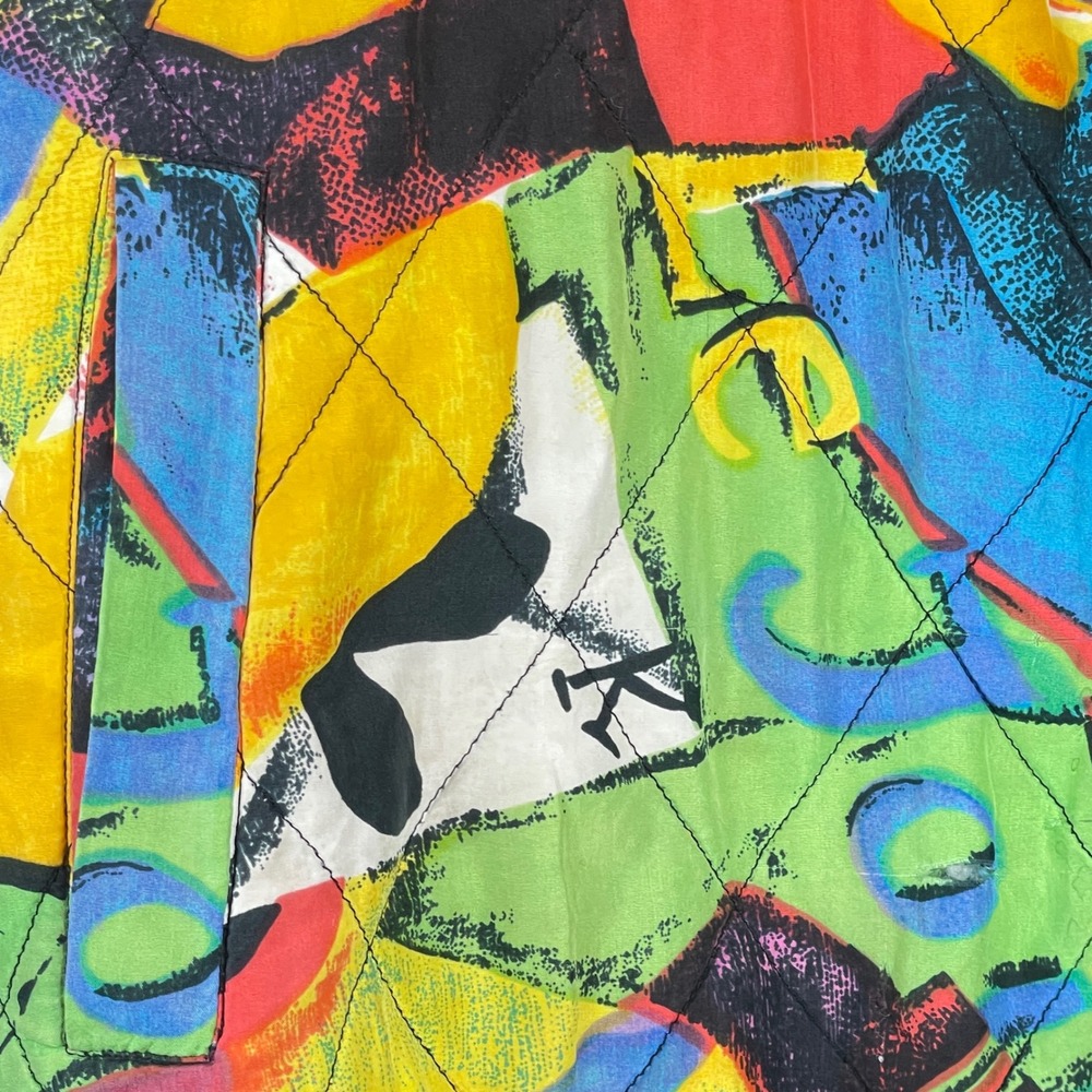 Vintage Robert Stock Silk Bomber Jacket Medium Abstract Graffiti Urban Chic READ - Picture 14 of 16